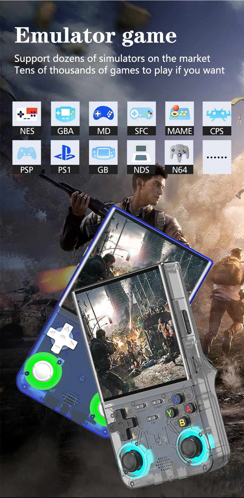 2025 R36 Ultra Open Source R36S Video Game Console Linux System 4.0 Inch IPS Screen  Portable Pocket Video Player 64G best Games